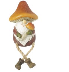 A charming gonk shelf sitter with mushroom hat and detail. 