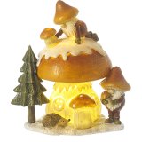A beautifully detailed toadstool scene featuring a house, gonks and woodland creatures. 