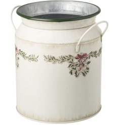 Cream Metal Decorated Bucket
