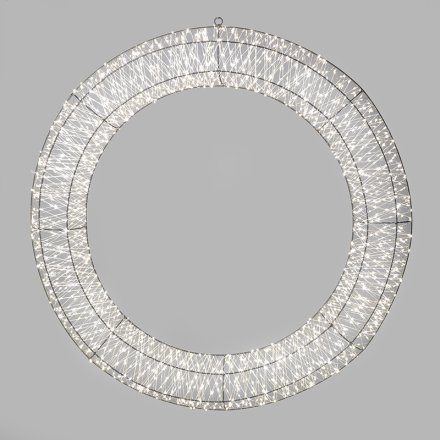 80cm LED Silver Round Wreath, 80cm