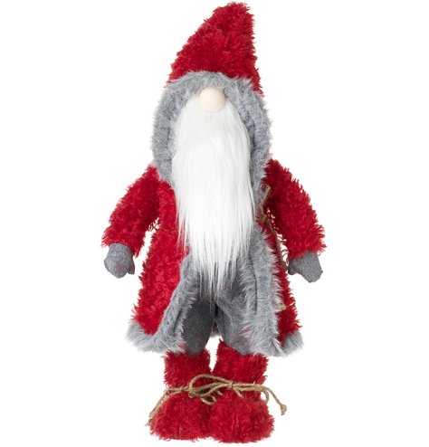 Wearing red fluffy boots with jute laces, this full of Character Santa is sure to bring joy this Christmas season.
