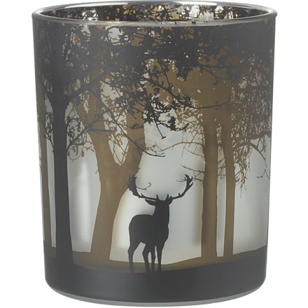 Candle Holder with Small Deer Design, 10cm