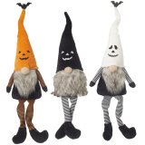An assortment of 3 Halloween gonks each wearing spooky tall hearts and striped tights.