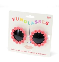 A cute pair of funglasses in a pink daisy design.