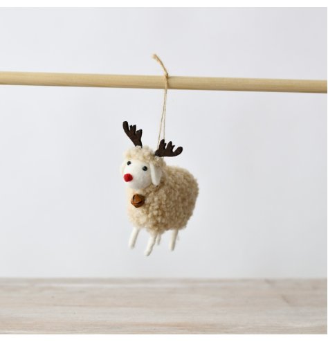 Add some joy to your holiday decor with our adorable Wool Sheep Christmas Ornament! 