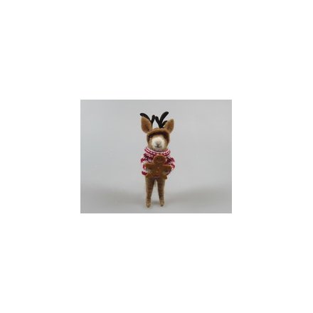 Mouse Wearing Antlers Table Deco, 13.5cm