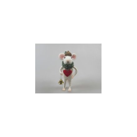 Christmas Wool Mouse Table Deco, 12.5cm