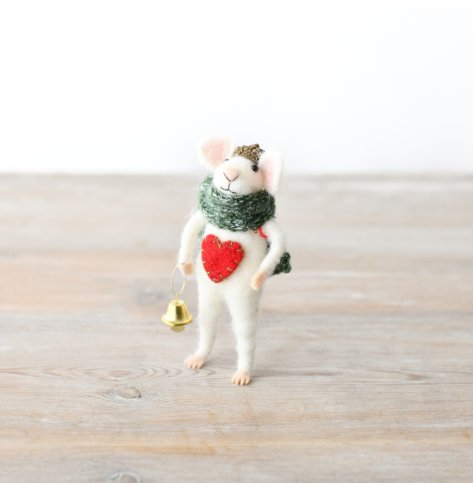 Mouse Carrying a Bell Table Deco, 12.5cm