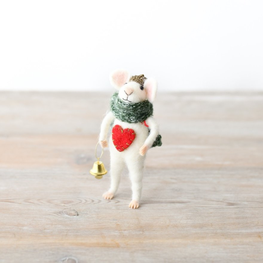 Cute Christmas Mouse Table Deco, 8.5cm