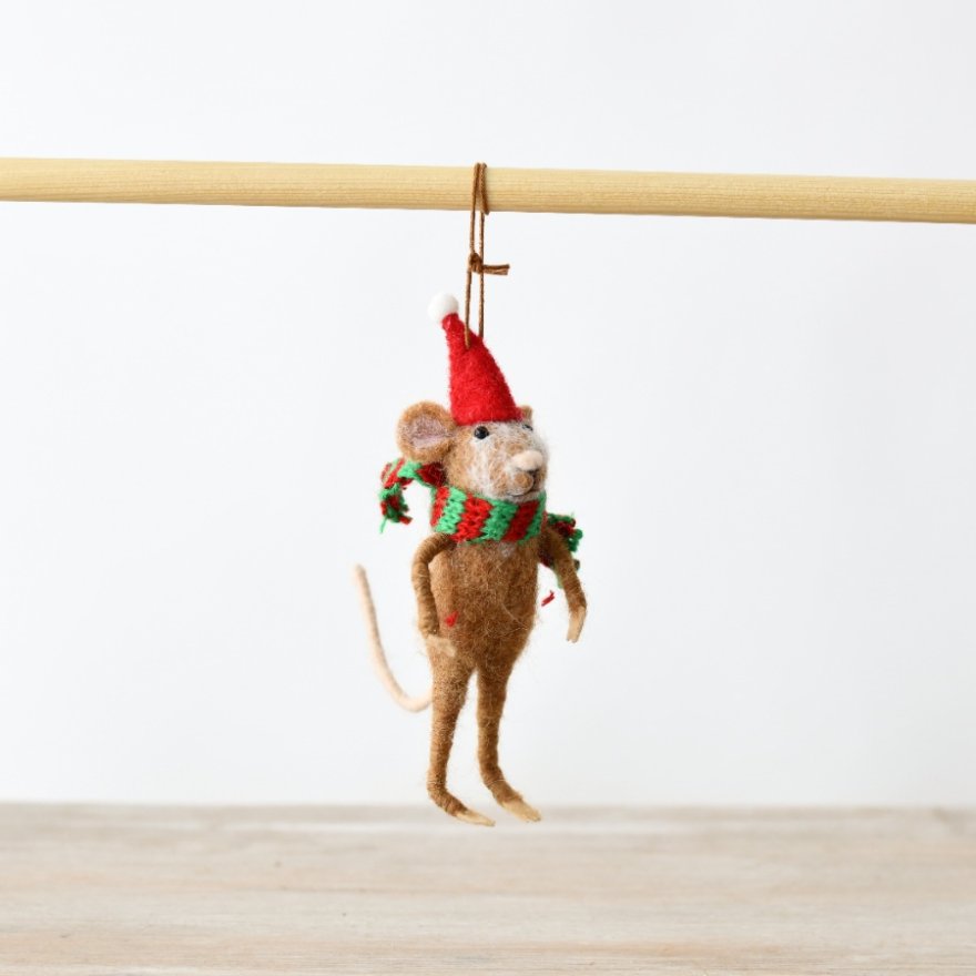 Cute Christmas Mouse Hanging Tree Deco, 16cm