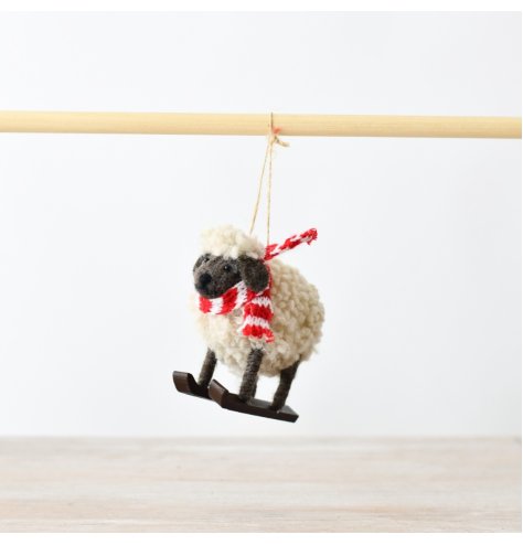 Add some joy to your holiday decor with our adorable Wool Sheep Christmas Ornament! 