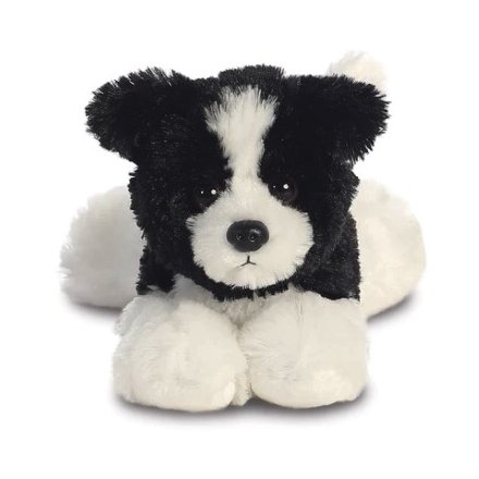 A cute boarder collie fury teddy  suitable from birth.