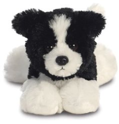 A cute boarder collie fury teddy  suitable from birth.