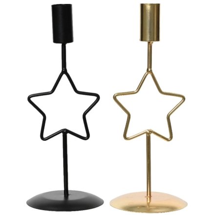 2/A Candleholder with Candle Cup Star Design, 21.5cm