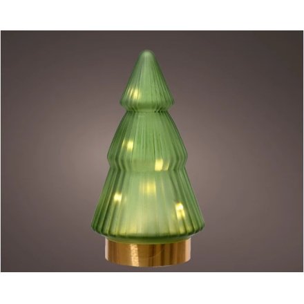 Green Tree w/ Gold Base & LED Lights