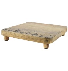 Mango wood Chopping Board with Xmas Tree Design, 25cm