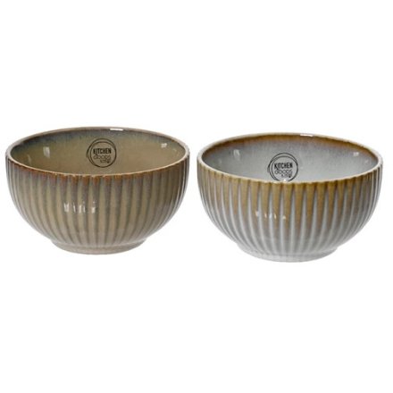 2/A Reactive Glaze Bowl Stripped Design