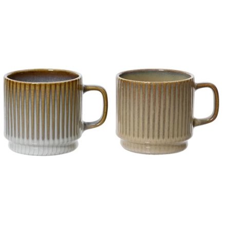 Reactive Glaze Striped Mug 2 Assorted 