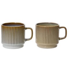 Reactive Glaze Striped Mug 2 Assorted 