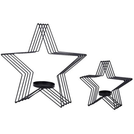 Set of 2  Xmas Star Candle holders, 36cm