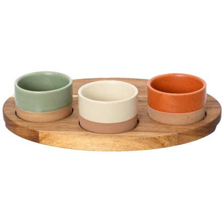 Oval Board & Speckled Tapas Bowls