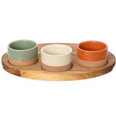 Oval Board & Speckled Tapas Bowls