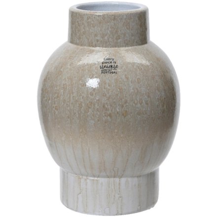 Round Reactive Glazed Terracotta Vase, 25cm