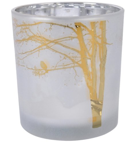 Elevate your decor with a tree-inspired glass design featuring a charming rustic finish