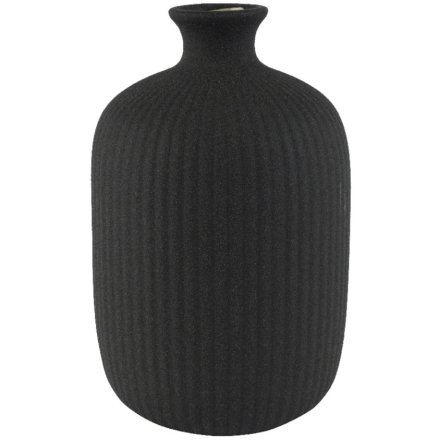 Textured Black Vase, 25cm
