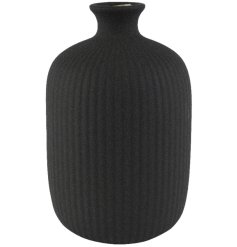 Textured Black Vase, 25cm