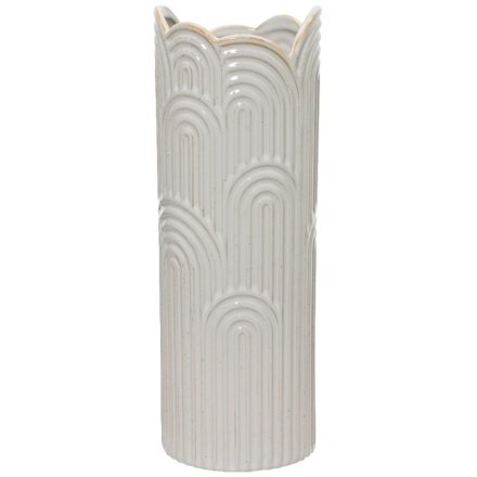 Cream Stoneware Vase, 34cm