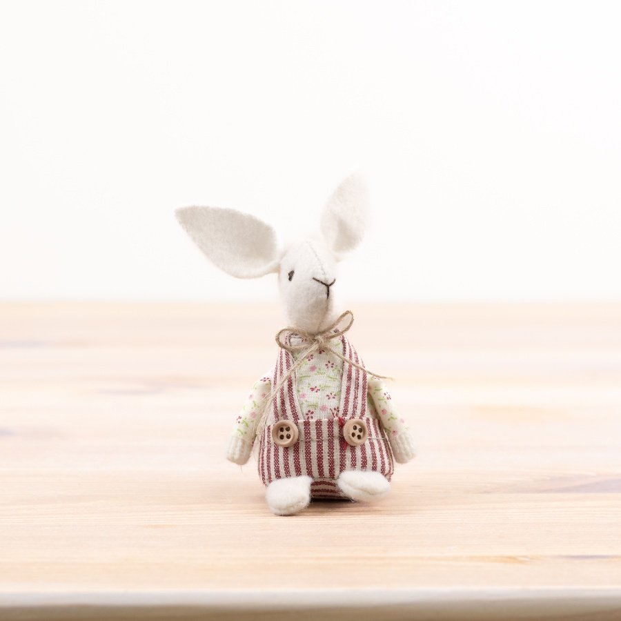 Striped Dungarees Rabbit, 9cm