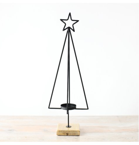 Get into the holiday spirit with our charming tabletop candle holder, shaped like a festive Christmas tree.