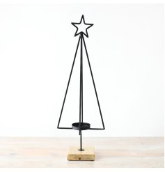 Bringing festive cheer to your sitting room with this lovely tree-shaped tabletop candle holder.