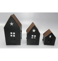 Metal Large House with Star Detail, 20cm