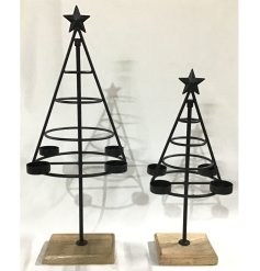 Add a festive glow to your home with this elegant tea light holder resembling a Christmas tree in sleek black