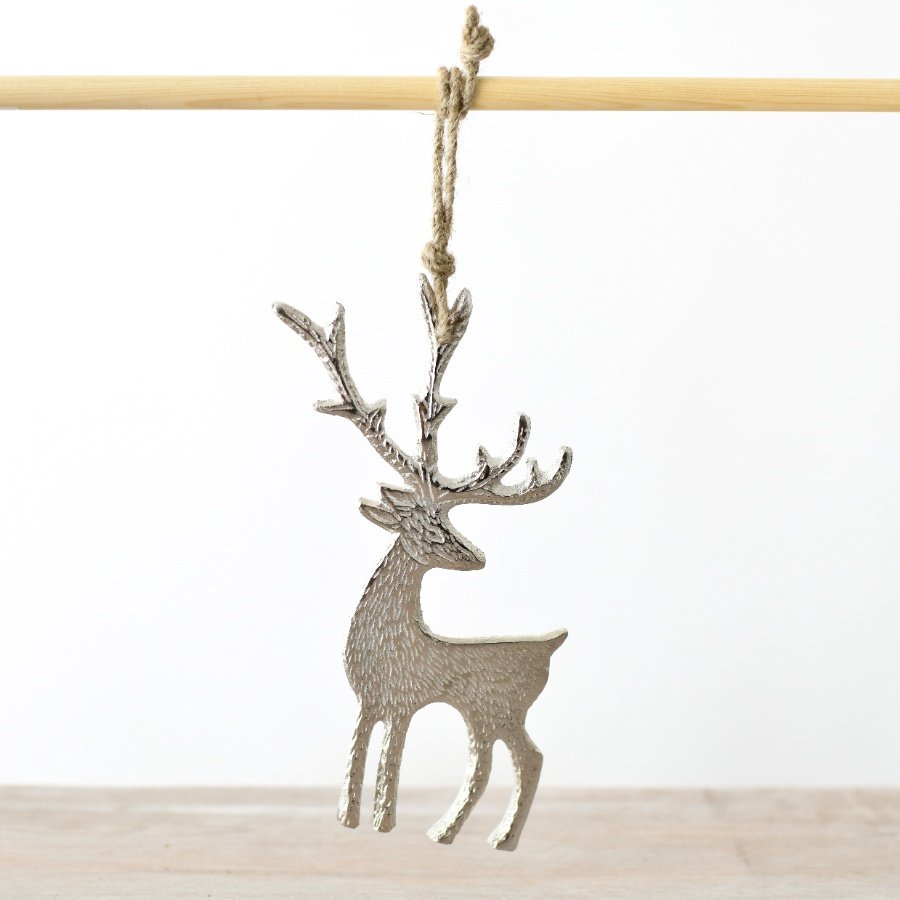 Silver Hanging Reindeer, 20cm