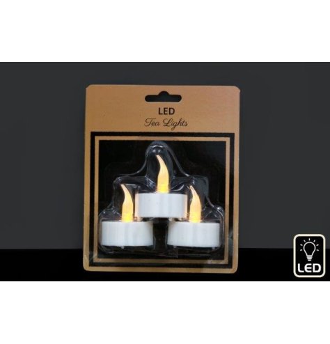 This pack of 3 LED tea lights with a tall flame are brilliant for placing inside a holder
