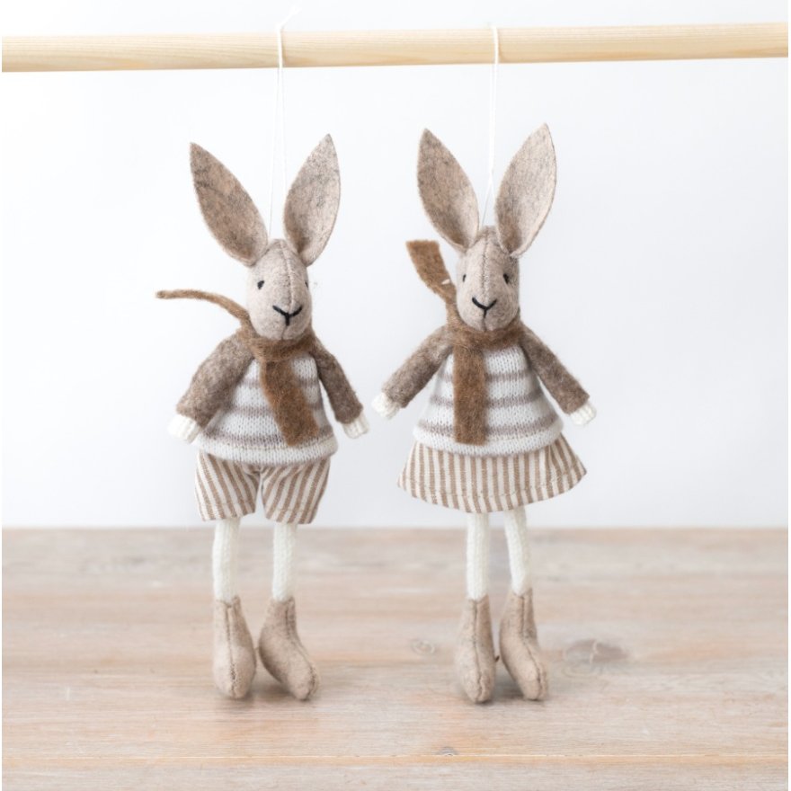 2/A Neutral Tree Hanging Rabbits 15cm 