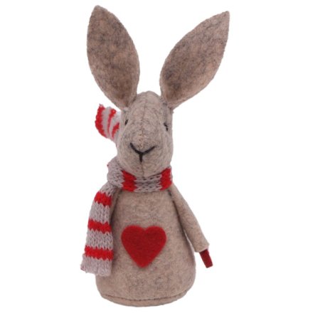 8cm Rabbit Figurine with Fabric and Red Scarf