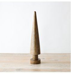 Wooden Cone Tree On Base, 35cm