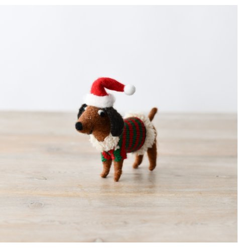 Embrace the holiday season with this adorable dachshund holiday decoration 