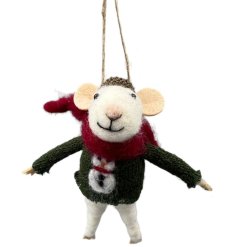 Admire the exquisite detail of our felt mice wearing cozy wool sweaters, adorned with cute jumper