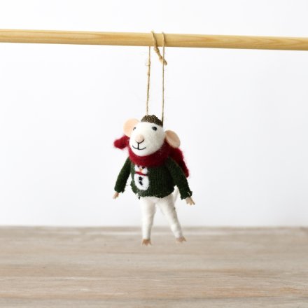 12.5cm Snowman Jumper Mouse Figurine