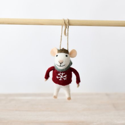  Snowflake Mouse Hanging Decoration - 12.5cm