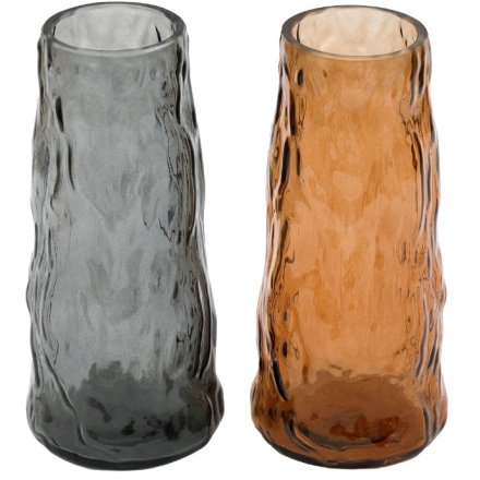 2/A Log Effect Glass Vase, 22cm