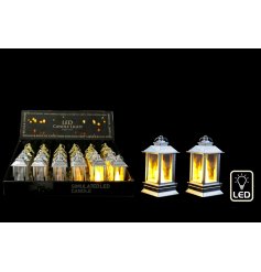 Silver LED Candle Lantern, 9cm