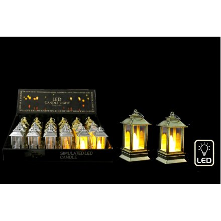 Small Gold LED Candle Lantern, 9cm