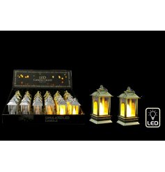 Small Gold LED Candle Lantern, 9cm