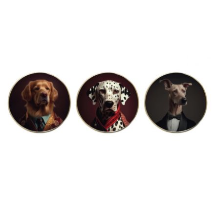 10cm Dog Head Glass Coasters 3A